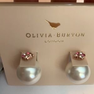 OLIVIA BURTON Crystal Faux Pearl Stud Earrings